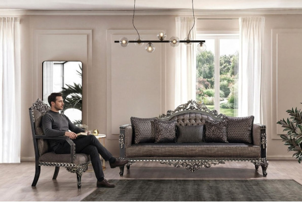 Luxus Chesterfield Sofagarnitur 3+1 Sëtzer Klassesch Sofa Barock Polstersëtz