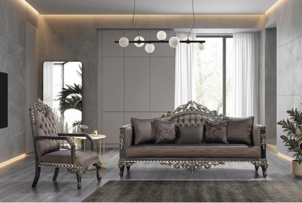 Luxus Chesterfield Sofagarnitur 3+1 Sëtzer Klassesch Sofa Barock Polstersëtz