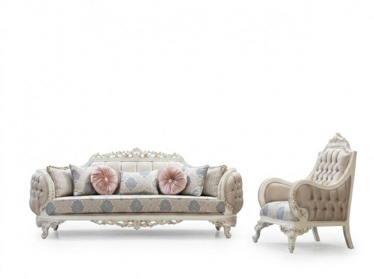 Sofa Garnitur Klassesch Luxus Sofan Sessel Wunnzëmmer Set 3+1 Setter Chesterfield