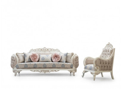 Sofa Garnitur Klassesch Luxus Sofan Sessel Wunnzëmmer Set 3+1 Setter Chesterfield