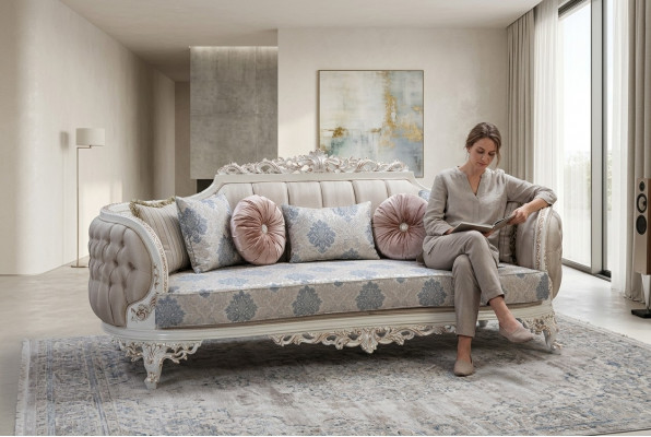 Chesterfield 3-Sëtzer Designer Sofa Luxus Polstersofa Couchen Stoff Textil Nei