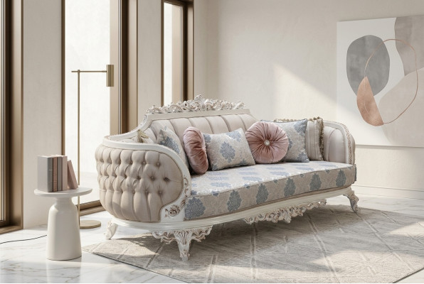 Chesterfield 3-Sëtzer Designer Sofa Luxus Polstersofa Couchen Stoff Textil Nei
