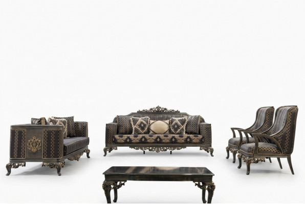 Sofa Chesterfield Designer Grupp 5tlg. Set Sofagarnitur 3+3+1+1 Sëtz Couchtisch