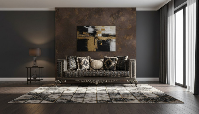 Barock Rokoko 3-Sëtzer Designer Sofa Couch Polstersofa Couchen Stoff Textil Nei