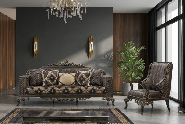 Luxus Chesterfield Sofagarnitur 3+1 Sëtzer Klassesch Sofa Barock Polstersëtz