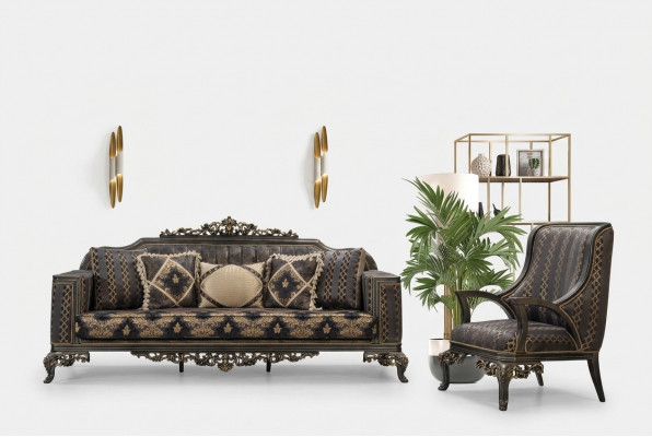 Luxus Chesterfield Sofagarnitur 3+1 Sëtzer Klassesch Sofa Barock Polstersëtz