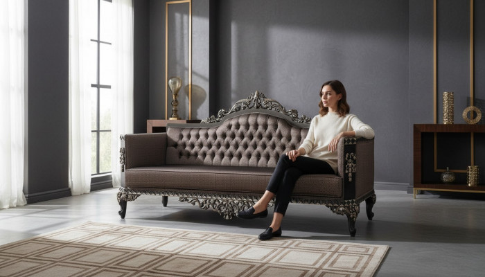 Luxus Dräi-Sëtzer Design Sofa 3Sëtzer Polster Couchen Chesterfield Sofas