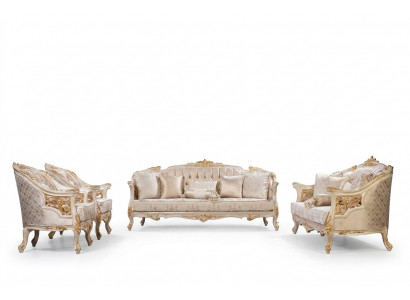Luxus Sofa Chesterfield Set Sofagarnitur 3+3+1+1Sëtzer Designer Grupp 4 Stécker. Nei.