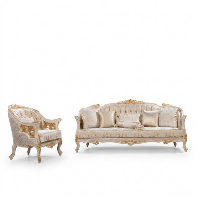 Luxus Chesterfield Sofagarnitur 3+1Sëtzer Klassesch Sofa Barock Polstersëtzt.