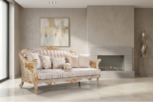 Chesterfield 3-Sëtz Designer Sofa Luxus Polstersofa Couch Stoff Textil Nei