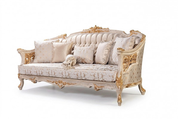 Chesterfield 3-Sëtz Designer Sofa Luxus Polstersofa Couch Stoff Textil Nei