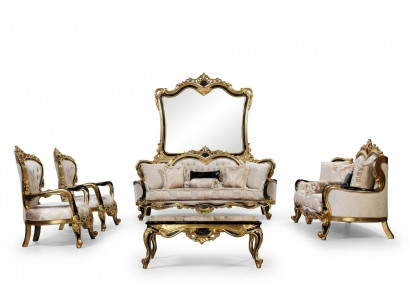 Sofa Chesterfield Barock Canapé 5tlg Set Sofagarnitur 3+3+1+1 Sëtz Dësch