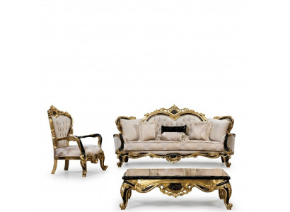 Sofagarnitur Klassesch Luxus Sofaen Fauteuil Wohnzimmer Set 3+1 Sëtz Chesterfield
