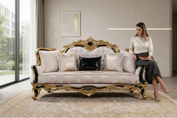 Chesterfield 3 Sëtzer Designer Sofa Luxus Polstersofaen Couchen Stoff Textil Nei