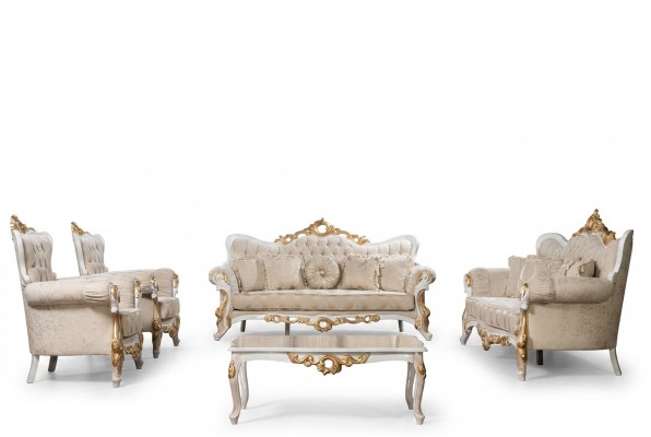 Canapé-Set 3311 Sëtz-Set Design Sofa Polster Kanapee Klassiker Salontafel