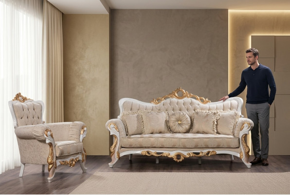 Sofagarnitur 3+1 Sëtzer Set Design Canapéen Polster Couchen Lieder Relax Klassiker