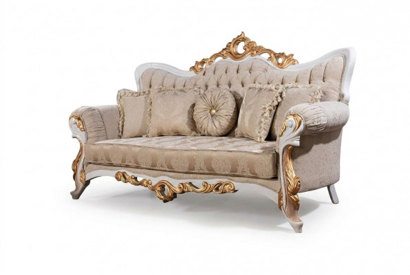 Canapé 3-Platz Stoff Dräisëtzer Canapéen Luxus Wunnzëmmer Barock Stil Couch Barock