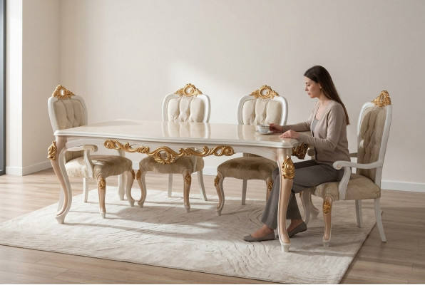 Dësch Klassesch Luxus Holz Dëscher Barock Rokoko Antik Stil Iess- a Wunnzëmmer