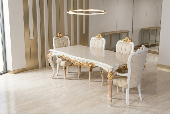 Dësch Klassesch Luxus Holz Dëscher Barock Rokoko Antik Stil Iess- a Wunnzëmmer