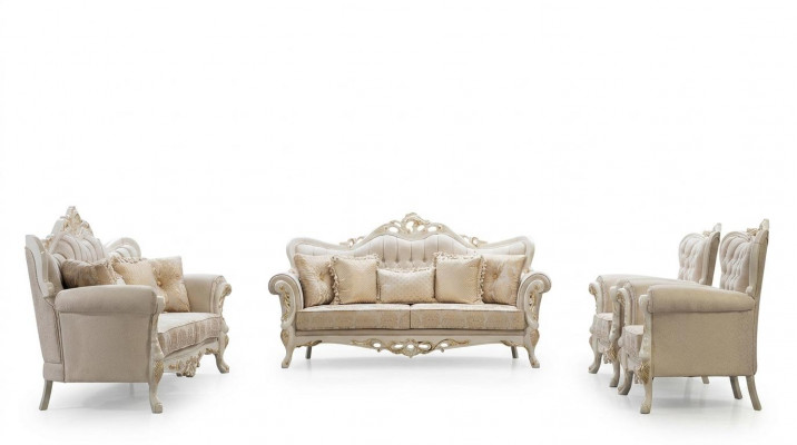 Sofa Garnitur 3+3+1+1 Sëtz Set Design Sofa Polster Klassesch Canapéen