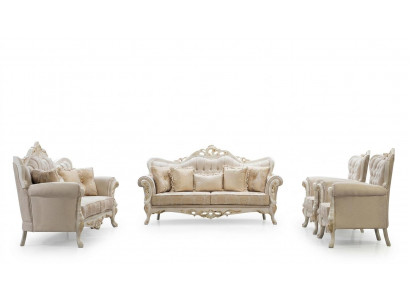 Sofa Garnitur 3+3+1+1 Sëtz Set Design Sofa Polster Klassesch Canapéen