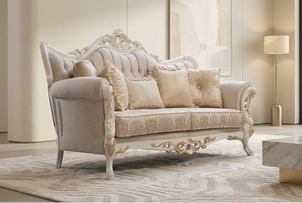 Sofa 3 Plaz Stoff Drësëtz Sofas Luxus Wunnzëmmer Barock Stil Canapé Barock