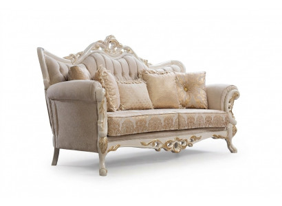 Sofa 3 Plaz Stoff Drësëtz Sofas Luxus Wunnzëmmer Barock Stil Canapé Barock