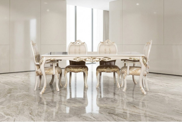 Klasseschen Iessdësch Beige Design Dësch Holz Dëscher Miwwelen Wunnzëmmer