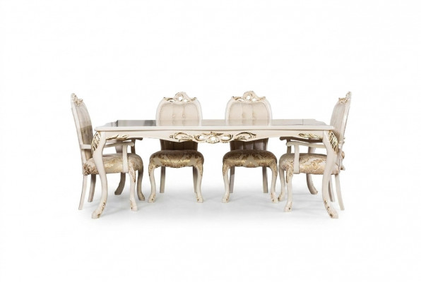 Klasseschen Iessdësch Beige Design Dësch Holz Dëscher Miwwelen Wunnzëmmer
