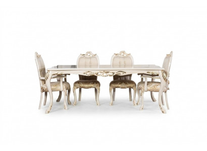 Klasseschen Iessdësch Beige Design Dësch Holz Dëscher Miwwelen Wunnzëmmer