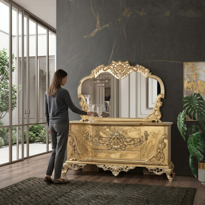 Set Commode Spigel Garnitur Kommoden Holz Grupp Sideboard Miwwelen Barock