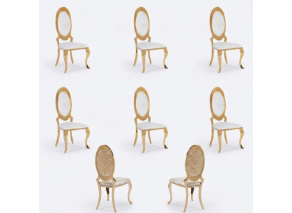Stull 6x Grupp Fauteuil Still Set Luxus Textil Nei Iesszëmmer.