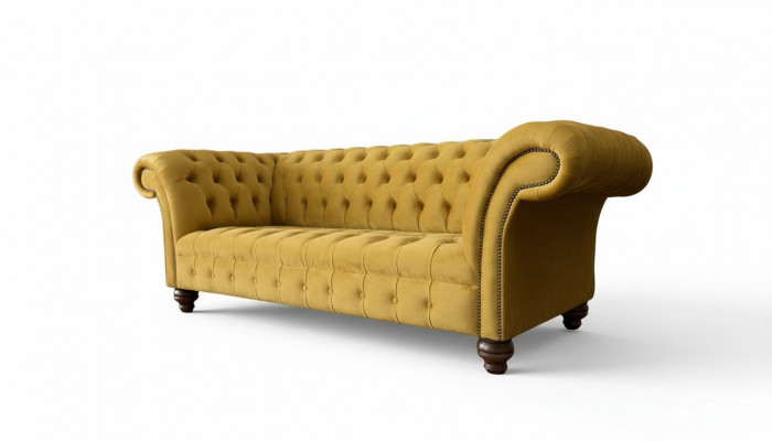 Chesterfield 3 Sëtzer Designer Sofa Couch Polsterung Sofas Couches Stoff