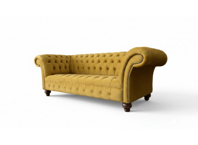 Chesterfield 3 Sëtzer Designer Sofa Couch Polsterung Sofas Couches Stoff