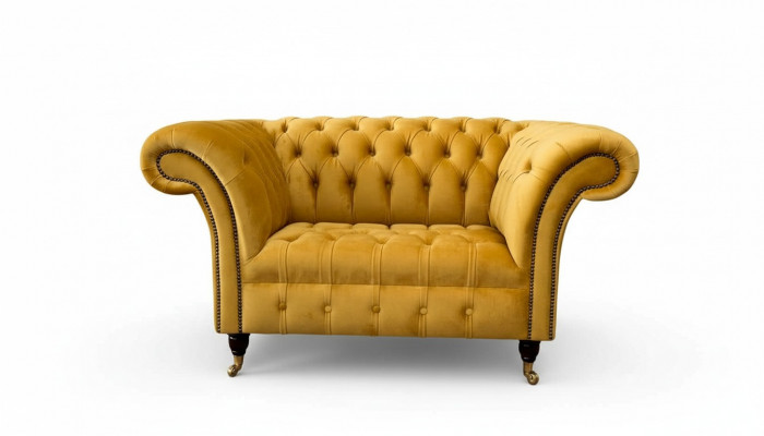 Sëtzel Chesterfield Miwwelen Set 2x Eenzelsëtzer Set Couch Sofa Giel Textil