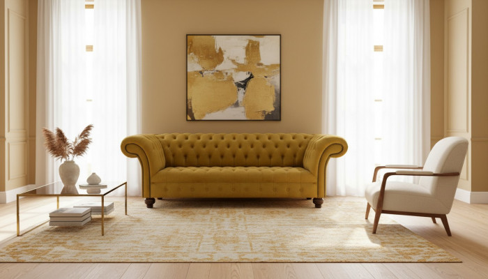Luxus Chesterfield Sofa 2x 2-Sëtzer Couch Textil Modern Sofas Nei Garnitur