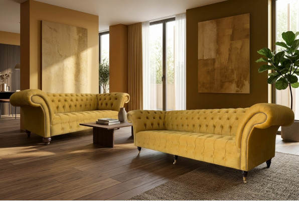 Sofagarnitur 3+2 Sëtzer Set Design Sofas Polster Couchen Chesterfield