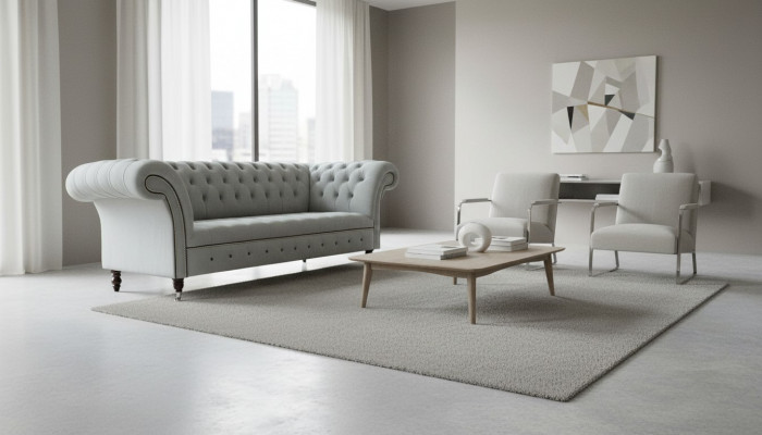 Designer Sofa 3 Sëtzer Chesterfield Canapé Polstersofa Couchen Miwwelen
