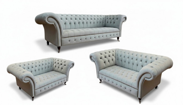 Set Design Canapéen Sofagarnitur 3+2+2 Sëtzer Polster Stoff Modern