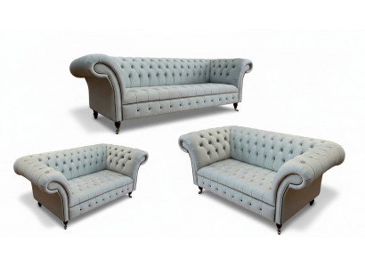 Set Design Canapéen Sofagarnitur 3+2+2 Sëtzer Polster Stoff Modern