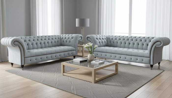 Designer Wunnzëmmer Set 2x 3 Sëtzer Canapéë Luxus Wunnzëmmer Set Miwwelen
