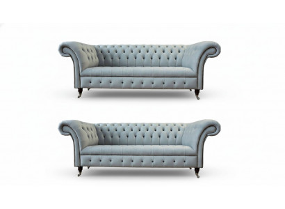 Designer Wunnzëmmer Set 2x 3 Sëtzer Canapéë Luxus Wunnzëmmer Set Miwwelen