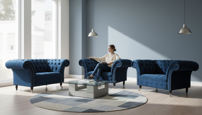 Chesterfield Sesselen Miwwel Set 2x Einsitzer Set Luxus Sesselen Couchen 2tlg.