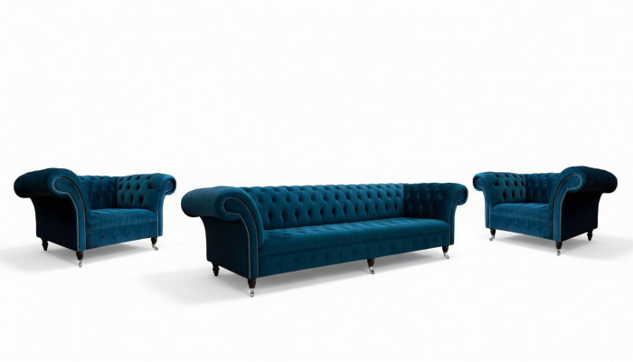 Blo Chesterfield Sofagarnitur Couch Polster Set Sëtzgrupp 3+1+1