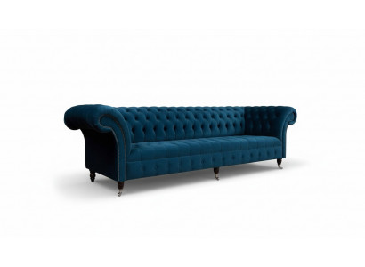 Design Luxus Chesterfield Sofa 4-Sëtz Couch Polstersofa Miwwelen Blo