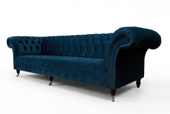 Designer Sofa 3 Sëtzer Chesterfield Polstersofa Sëtzt Dräisëtzer Textil