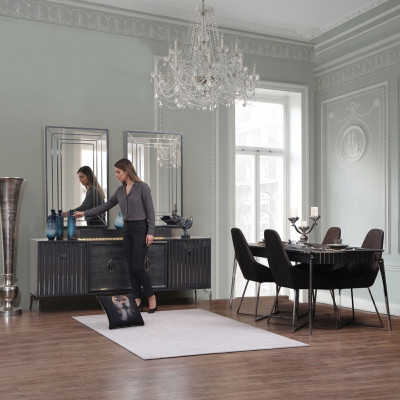 Luxus Iesszëmmer Set Iessdësch+6x Stull+Anrichte mat 2x Spigel 10 Deeler