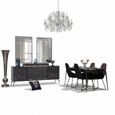 Luxus Iesszëmmer Set Iessdësch+6x Stull+Anrichte mat 2x Spigel 10 Deeler