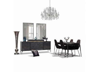Luxus Iesszëmmer Set Iessdësch+6x Stull+Anrichte mat 2x Spigel 10 Deeler