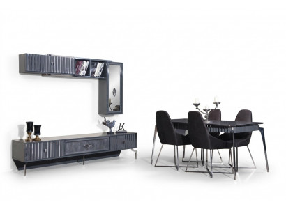 Iessdësch 6x Stull Grupp Dësch Miwwelen 8tl. Set Iesszëmmer Garnitur